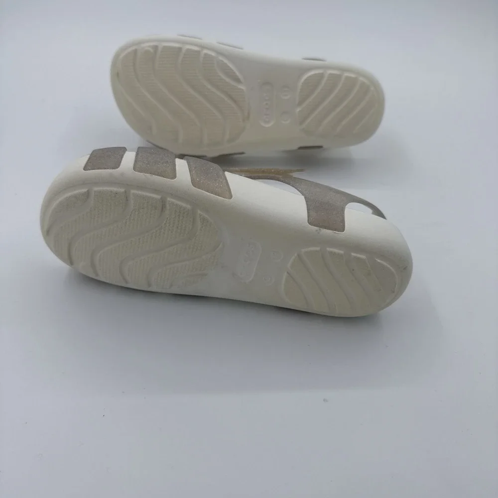 Crocs Isabella Glitter Jelly Sandals Silver Shimmer Toddler Girls Size C13